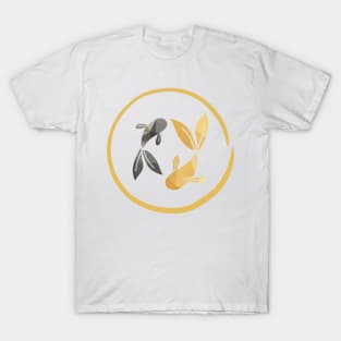 couple of polygonal golden fish or koi fish illustration T-Shirt